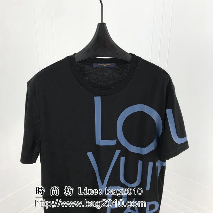 LV路易威登 19早春新款 字母印花 黑色純棉 男款短袖 ydi1870